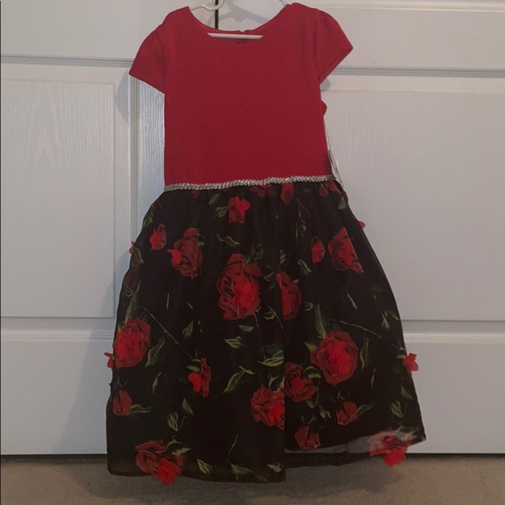 Red and Black flower girl’s dress
